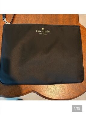 Kate Spade   Wristlet  tablet pouch Nylon  black  make up/ Cosmetic bag 
NWOT